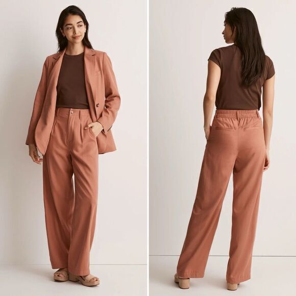 Madewell NWT Neale Straight-Leg Drapeweave Pant in Dried Rose Size 8 - Picture 1 of 6